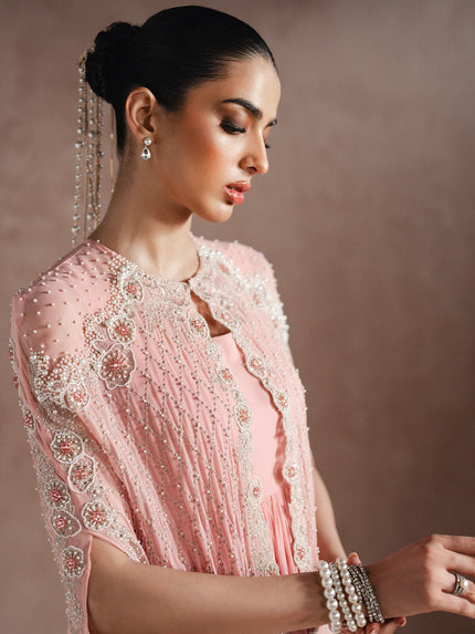 ROSÉE – PEARL & CRYSTAL EMBELLISHED CHIFFON CAPE