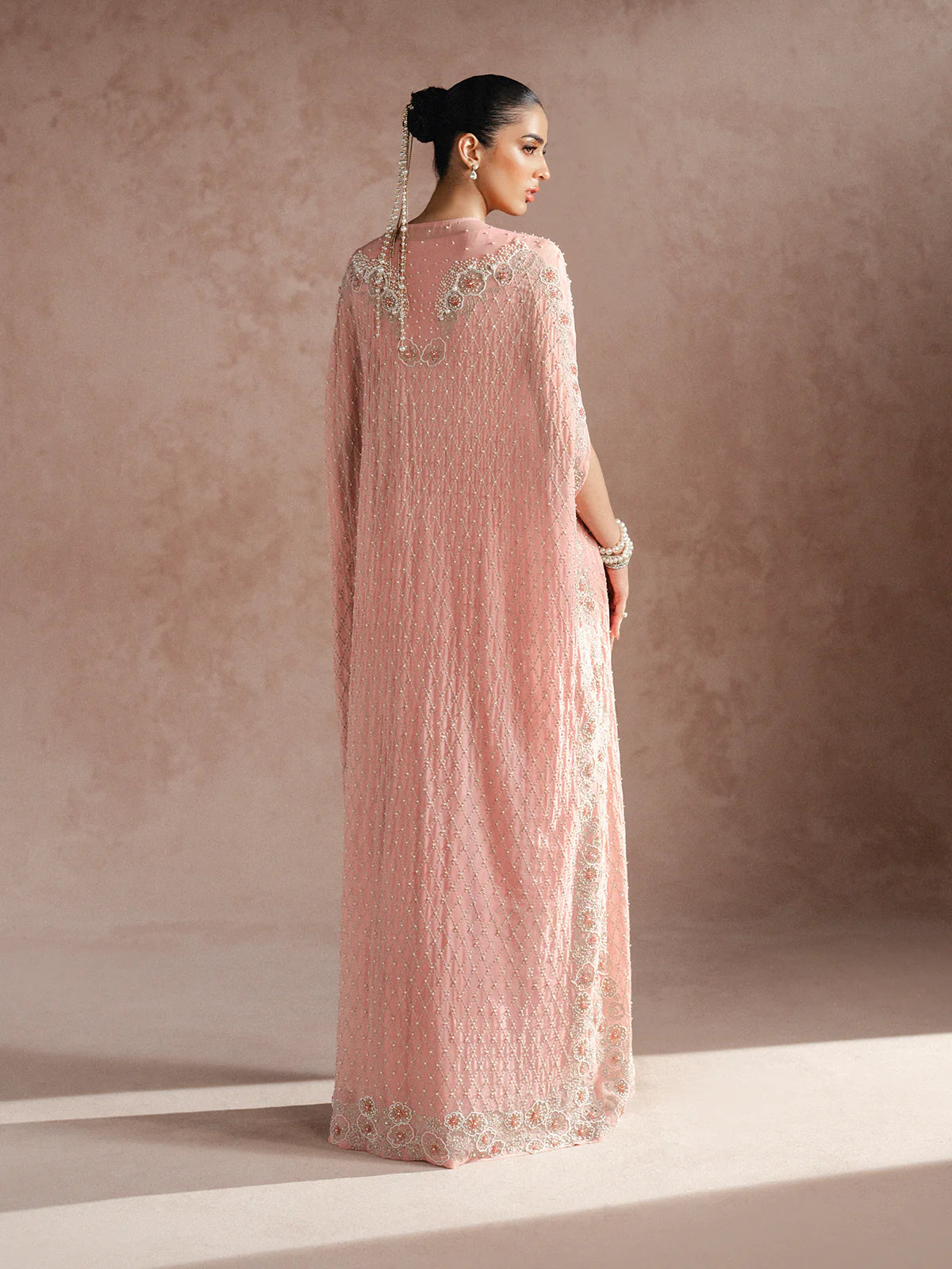 ROSÉE – PEARL & CRYSTAL EMBELLISHED CHIFFON CAPE