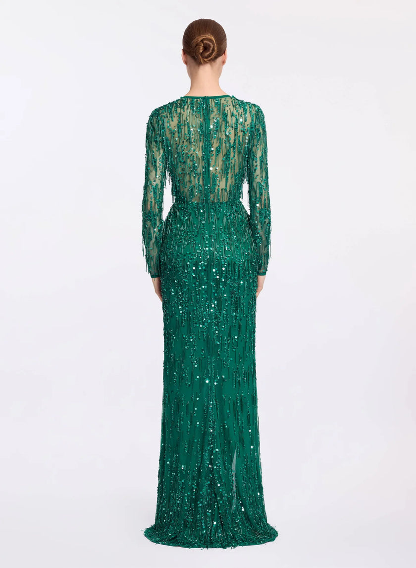 ÉCLAT VERT BEADED FRINGE GOWN — ALIZAY SAAD | 2026 EDITION