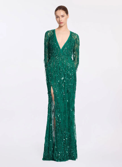 ÉCLAT VERT BEADED FRINGE GOWN — ALIZAY SAAD | 2026 EDITION